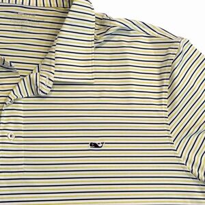 Vineyard Vines Polo Shirt Mens 4XB Sankaty On-The-Go Striped Golf Lime Green EUC